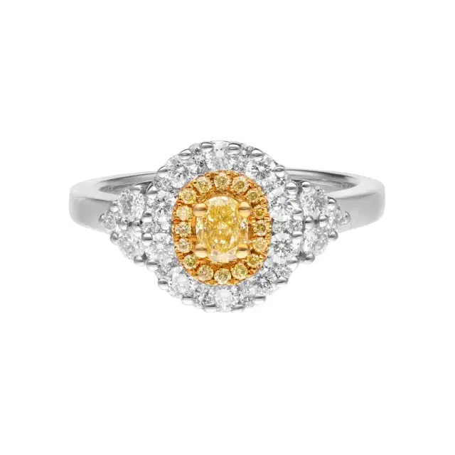 Gregg Ruth 18K White Gold, Fancy Yellow Diamond 0.28ct. and White Diamond 0.66ct. tw. Engagement Ring Sz. 6.5 by The Solist Gregg Ruth 18K White Gold, Fancy Yellow Diamond 0.28ct. and White Diamond 0.66ct. tw. Engagement Ring Sz. 6.5 by The Solist