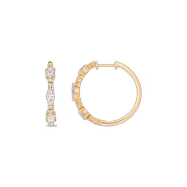 Ina Mar Ina Mar 14K Yellow Gold, Round and Oval Shape Diamonds 1.69ct. twd. Hoop Earrings by The Solist | Thumbnail 1 Ina Mar Ina Mar 14K Yellow Gold, Round and Oval Shape Diamonds 1.69ct. twd. Hoop Earrings by The Solist | Thumbnail 1