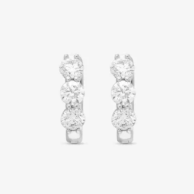 Ina Mar Ina Mar 18K White Gold Diamond 1.50ct.twd. Round Huggie Earrings by The Solist | Thumbnail 2 Ina Mar Ina Mar 18K White Gold Diamond 1.50ct.twd. Round Huggie Earrings by The Solist | Thumbnail 2