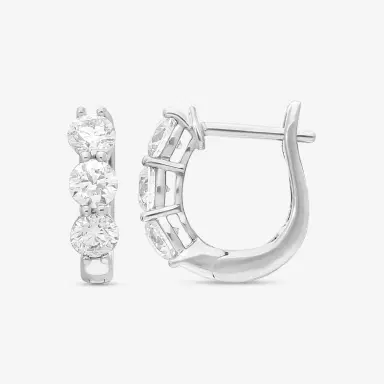 Ina Mar Ina Mar 18K White Gold Diamond 1.50ct.twd. Round Huggie Earrings by The Solist | Thumbnail 3 Ina Mar Ina Mar 18K White Gold Diamond 1.50ct.twd. Round Huggie Earrings by The Solist | Thumbnail 3