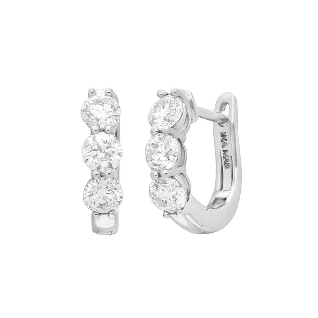 Ina Mar Ina Mar 18K White Gold Diamond 1.50ct.twd. Round Huggie Earrings by The Solist