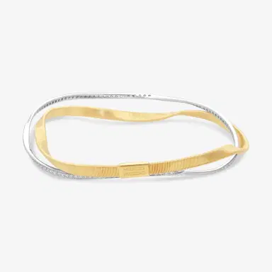 MARCO BICEGO Marco Bicego Marrakech 18K Yellow & White Gold Twisted Coil Diamond Bangle Bracelet by The Solist | Thumbnail 3 MARCO BICEGO Marco Bicego Marrakech 18K Yellow & White Gold Twisted Coil Diamond Bangle Bracelet by The Solist | Thumbnail 3
