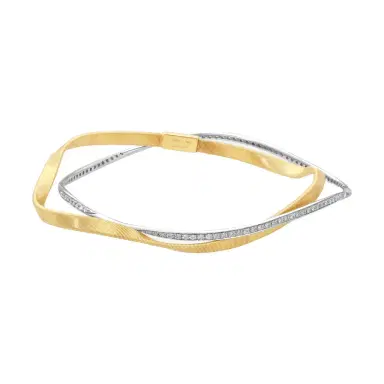 MARCO BICEGO Marco Bicego Marrakech 18K Yellow & White Gold Twisted Coil Diamond Bangle Bracelet by The Solist | Thumbnail 1 MARCO BICEGO Marco Bicego Marrakech 18K Yellow & White Gold Twisted Coil Diamond Bangle Bracelet by The Solist | Thumbnail 1