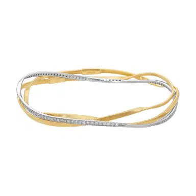 MARCO BICEGO Marco Bicego Marrakech 18K Yellow & White Gold Diamond Layered Twisted Coil Bangle Bracelet by The Solist | Thumbnail 1 MARCO BICEGO Marco Bicego Marrakech 18K Yellow & White Gold Diamond Layered Twisted Coil Bangle Bracelet by The Solist | Thumbnail 1