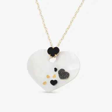 NANIS Nanis 18K Yellow Gold Black Diamond & Mother of Pearl Heart Pendant Necklace by The Solist | Thumbnail 3 NANIS Nanis 18K Yellow Gold Black Diamond & Mother of Pearl Heart Pendant Necklace by The Solist | Thumbnail 3