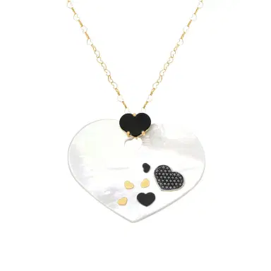NANIS Nanis 18K Yellow Gold Black Diamond & Mother of Pearl Heart Pendant Necklace by The Solist | Thumbnail 1 NANIS Nanis 18K Yellow Gold Black Diamond & Mother of Pearl Heart Pendant Necklace by The Solist | Thumbnail 1