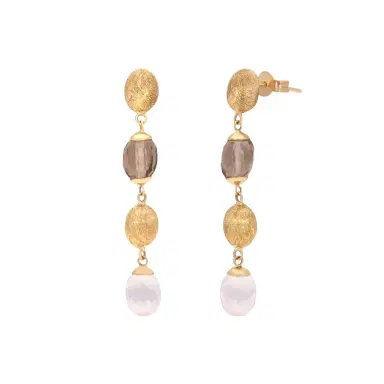 NANIS Nanis 18K Yellow Gold Rhodonite & Crystal Drop Earrings by The Solist | Thumbnail 1 NANIS Nanis 18K Yellow Gold Rhodonite & Crystal Drop Earrings by The Solist | Thumbnail 1