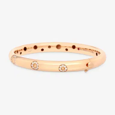 Roberto Coin Roberto Coin Pois Moi Luna 18K Rose Gold Diamond Outline Bangle Bracelet by The Solist | Thumbnail 2 Roberto Coin Roberto Coin Pois Moi Luna 18K Rose Gold Diamond Outline Bangle Bracelet by The Solist | Thumbnail 2