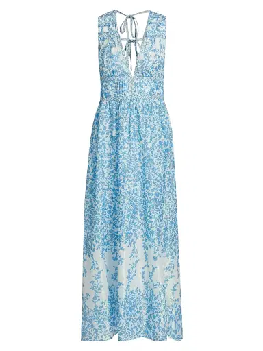 Poupette St Barth Women's Chiara Floral Cotton Maxi Dress - Blue Lazuli | Thumbnail 1 Poupette St Barth Women's Chiara Floral Cotton Maxi Dress - Blue Lazuli | Thumbnail 1