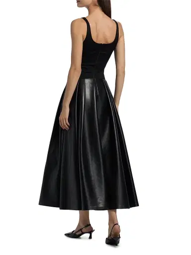 ALICE + OLIVIA Women's Adley Faux-Leather Drop-Waist Flared Maxi Dress - Black | Thumbnail 5 ALICE + OLIVIA Women's Adley Faux-Leather Drop-Waist Flared Maxi Dress - Black | Thumbnail 5