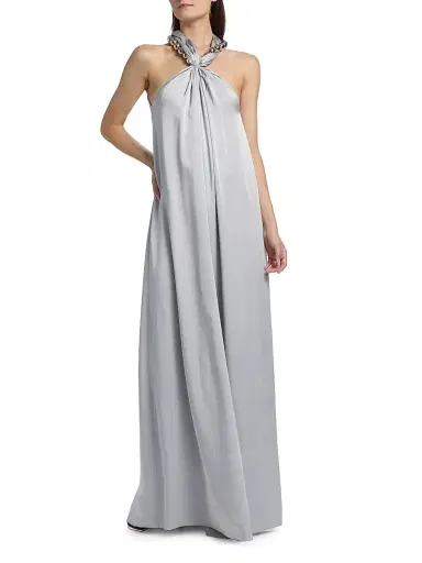 Stella McCartney Women's Sphere Embellished Halter Gown - Pearl Blue | Thumbnail 2 Stella McCartney Women's Sphere Embellished Halter Gown - Pearl Blue | Thumbnail 2