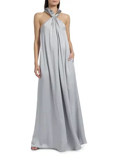 Stella McCartney Women's Sphere Embellished Halter Gown - Pearl Blue | Thumbnail 3 Stella McCartney Women's Sphere Embellished Halter Gown - Pearl Blue | Thumbnail 3