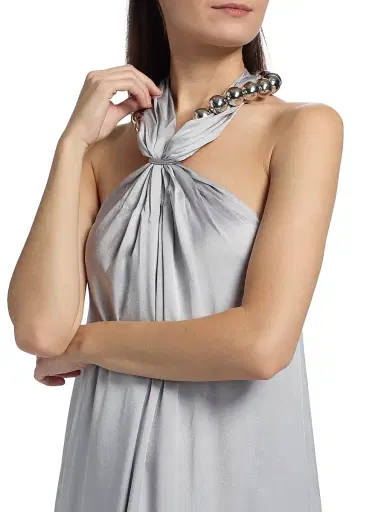 Stella McCartney Women's Sphere Embellished Halter Gown - Pearl Blue | Thumbnail 6 Stella McCartney Women's Sphere Embellished Halter Gown - Pearl Blue | Thumbnail 6