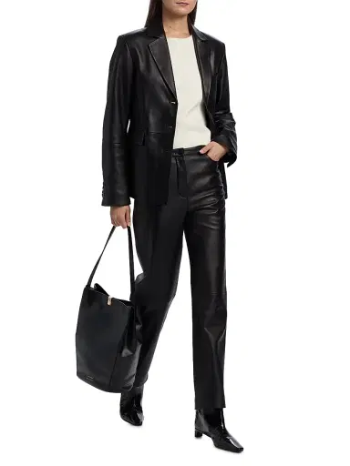 Loulou de Saison Women's Cobe Leather Straight-Leg Pants - Black - Size 8 | Thumbnail 2 Loulou de Saison Women's Cobe Leather Straight-Leg Pants - Black - Size 8 | Thumbnail 2