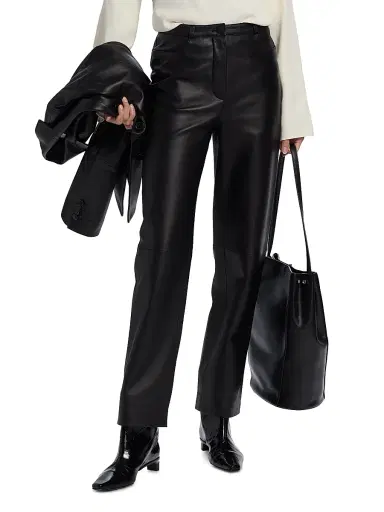 Loulou de Saison Women's Cobe Leather Straight-Leg Pants - Black - Size 8 | Thumbnail 3 Loulou de Saison Women's Cobe Leather Straight-Leg Pants - Black - Size 8 | Thumbnail 3