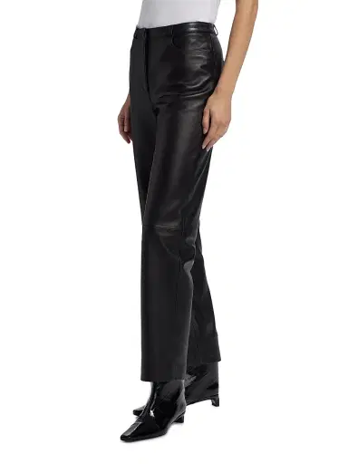 Loulou de Saison Women's Cobe Leather Straight-Leg Pants - Black - Size 8 | Thumbnail 4 Loulou de Saison Women's Cobe Leather Straight-Leg Pants - Black - Size 8 | Thumbnail 4