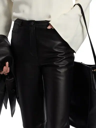 Loulou de Saison Women's Cobe Leather Straight-Leg Pants - Black - Size 8 | Thumbnail 6 Loulou de Saison Women's Cobe Leather Straight-Leg Pants - Black - Size 8 | Thumbnail 6