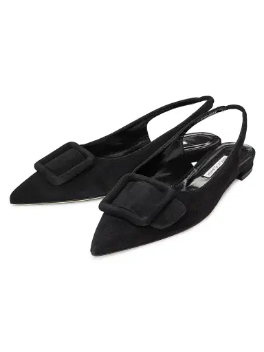 Manolo Blahnik Women's Maylura Suede Slingback Flats - Black - Size 6 | Thumbnail 2 Manolo Blahnik Women's Maylura Suede Slingback Flats - Black - Size 6 | Thumbnail 2