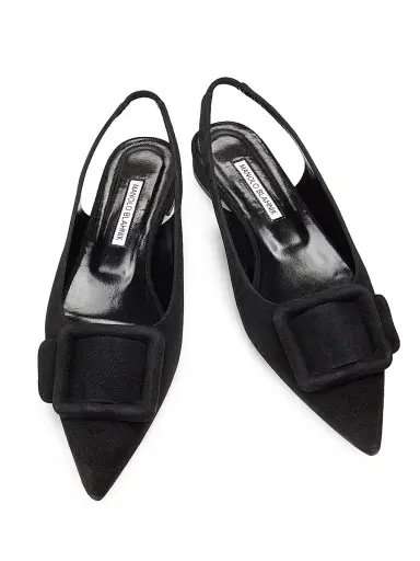 Manolo Blahnik Women's Maylura Suede Slingback Flats - Black - Size 6 | Thumbnail 4 Manolo Blahnik Women's Maylura Suede Slingback Flats - Black - Size 6 | Thumbnail 4