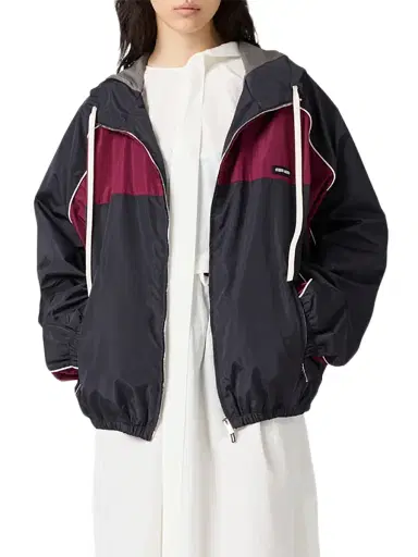 Miu Miu Women's Technical Silk Zipper Blouson Jacket | Thumbnail 2 Miu Miu Women's Technical Silk Zipper Blouson Jacket | Thumbnail 2