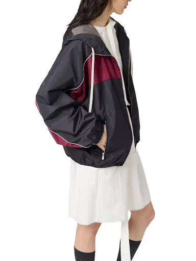 Miu Miu Women's Technical Silk Zipper Blouson Jacket | Thumbnail 4 Miu Miu Women's Technical Silk Zipper Blouson Jacket | Thumbnail 4