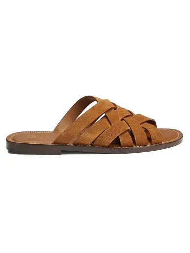 Brunello Cucinelli Men's Woven Suede Sandals - Brown | Thumbnail 1 Brunello Cucinelli Men's Woven Suede Sandals - Brown | Thumbnail 1