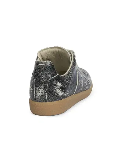 Maison Margiela Men's Replica Distressed Leather Sneakers - Black White | Thumbnail 3 Maison Margiela Men's Replica Distressed Leather Sneakers - Black White | Thumbnail 3