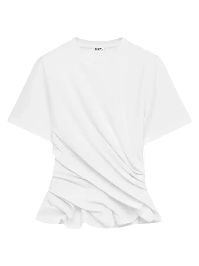LOEWE Women's Twisted Crewneck Cotton Top - White