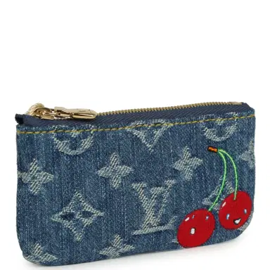 Louis Vuitton Louis Vuitton X Takashi Murakami Key Pouch Denim Monogram Cherry Gold Hardware | Thumbnail 2 Louis Vuitton Louis Vuitton X Takashi Murakami Key Pouch Denim Monogram Cherry Gold Hardware | Thumbnail 2