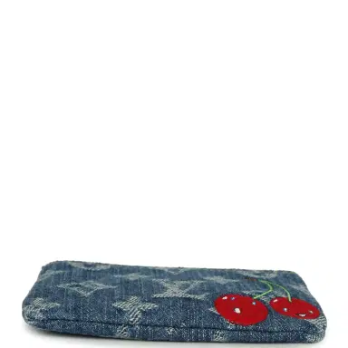 Louis Vuitton Louis Vuitton X Takashi Murakami Key Pouch Denim Monogram Cherry Gold Hardware | Thumbnail 5 Louis Vuitton Louis Vuitton X Takashi Murakami Key Pouch Denim Monogram Cherry Gold Hardware | Thumbnail 5