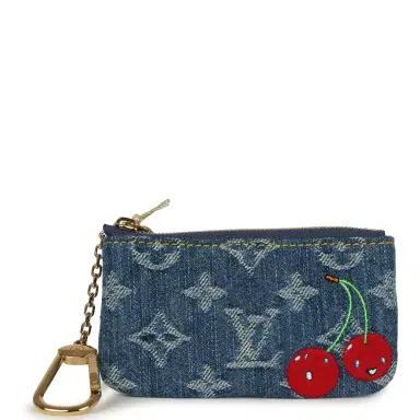 Louis Vuitton Louis Vuitton X Takashi Murakami Key Pouch Denim Monogram Cherry Gold Hardware | Thumbnail 1 Louis Vuitton Louis Vuitton X Takashi Murakami Key Pouch Denim Monogram Cherry Gold Hardware | Thumbnail 1