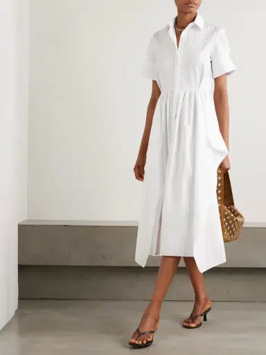 Erdem Embroidered Gathered Cotton-poplin Midi Shirt Dress | Thumbnail 2 Erdem Embroidered Gathered Cotton-poplin Midi Shirt Dress | Thumbnail 2