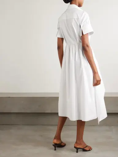 Erdem Embroidered Gathered Cotton-poplin Midi Shirt Dress | Thumbnail 3 Erdem Embroidered Gathered Cotton-poplin Midi Shirt Dress | Thumbnail 3