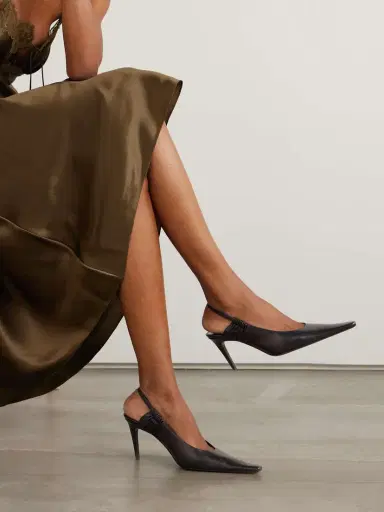 Saint Laurent Anne Marie Gathered Leather Slingback Pumps | Thumbnail 2 Saint Laurent Anne Marie Gathered Leather Slingback Pumps | Thumbnail 2
