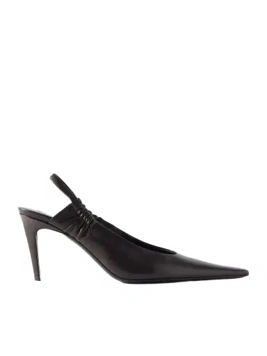 Saint Laurent Anne Marie Gathered Leather Slingback Pumps | Thumbnail 1 Saint Laurent Anne Marie Gathered Leather Slingback Pumps | Thumbnail 1