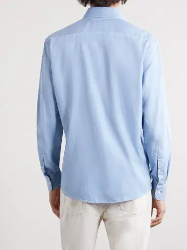 Brunello Cucinelli Cutaway-Collar Cotton-Chambray Shirt - Men | Thumbnail 4 Brunello Cucinelli Cutaway-Collar Cotton-Chambray Shirt - Men | Thumbnail 4