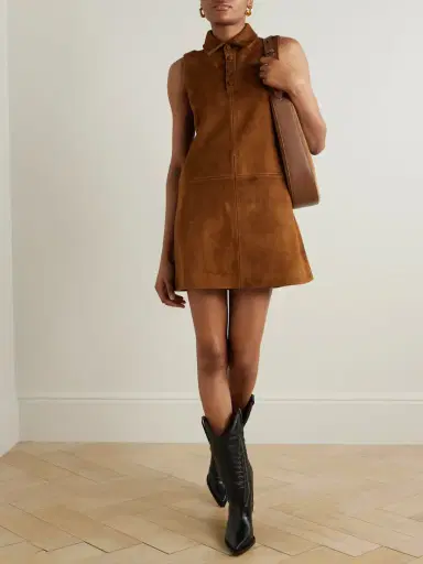 Frame Paneled Suede Mini Shirt Dress | Thumbnail 2 Frame Paneled Suede Mini Shirt Dress | Thumbnail 2