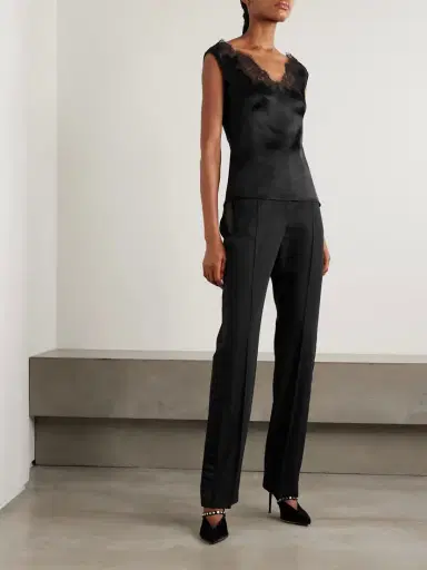 Alexander McQueen Lace-trimmed Hammered-satin Camisole | Thumbnail 2 Alexander McQueen Lace-trimmed Hammered-satin Camisole | Thumbnail 2