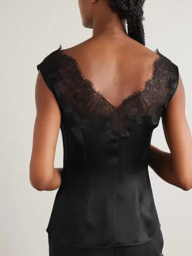 Alexander McQueen Lace-trimmed Hammered-satin Camisole | Thumbnail 3 Alexander McQueen Lace-trimmed Hammered-satin Camisole | Thumbnail 3