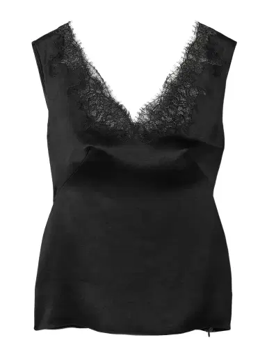 Alexander McQueen Lace-trimmed Hammered-satin Camisole | Thumbnail 1 Alexander McQueen Lace-trimmed Hammered-satin Camisole | Thumbnail 1