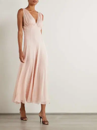 Saint Laurent Pleated Silk-chiffon Maxi Dress | Thumbnail 2 Saint Laurent Pleated Silk-chiffon Maxi Dress | Thumbnail 2