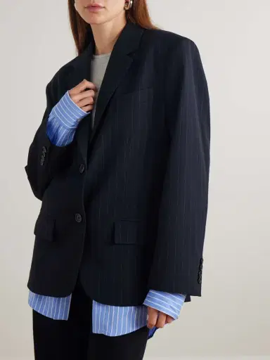 Acne Studios Layered Striped Twill Blazer | Thumbnail 3 Acne Studios Layered Striped Twill Blazer | Thumbnail 3