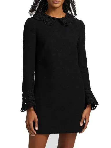 Oscar de la Renta Women's Threadwork Cut-Out Tweed Dress - Black | Thumbnail 3 Oscar de la Renta Women's Threadwork Cut-Out Tweed Dress - Black | Thumbnail 3