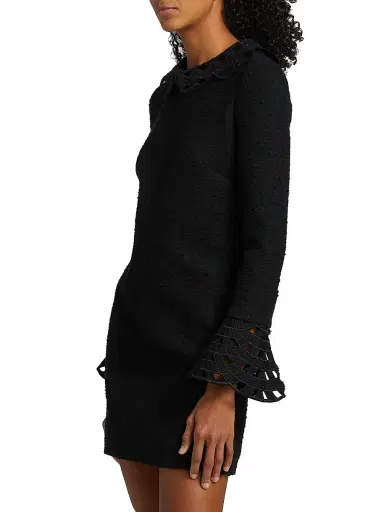 Oscar de la Renta Women's Threadwork Cut-Out Tweed Dress - Black | Thumbnail 4 Oscar de la Renta Women's Threadwork Cut-Out Tweed Dress - Black | Thumbnail 4
