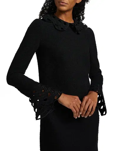 Oscar de la Renta Women's Threadwork Cut-Out Tweed Dress - Black | Thumbnail 6 Oscar de la Renta Women's Threadwork Cut-Out Tweed Dress - Black | Thumbnail 6
