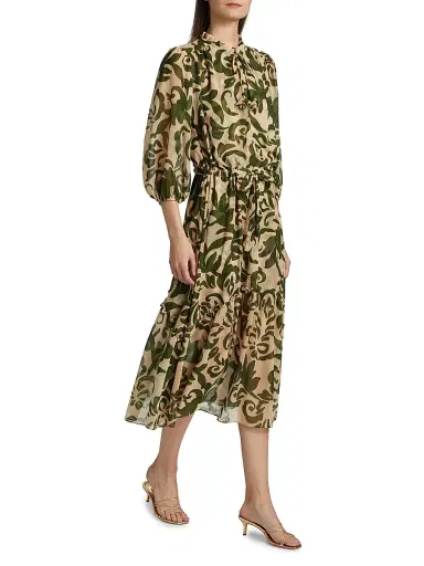MISA Los Angeles Women's Olivia Printed Chiffon Midi-Dress - Tonal Cactus | Thumbnail 4 MISA Los Angeles Women's Olivia Printed Chiffon Midi-Dress - Tonal Cactus | Thumbnail 4