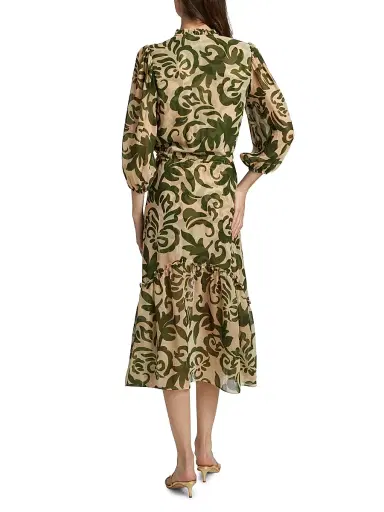MISA Los Angeles Women's Olivia Printed Chiffon Midi-Dress - Tonal Cactus | Thumbnail 5 MISA Los Angeles Women's Olivia Printed Chiffon Midi-Dress - Tonal Cactus | Thumbnail 5