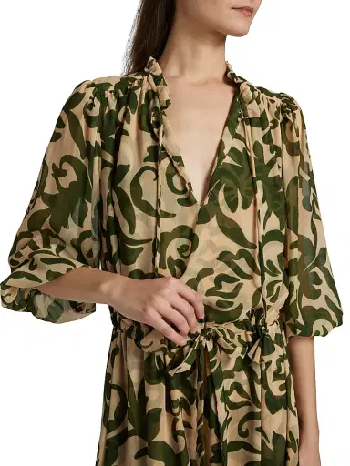 MISA Los Angeles Women's Olivia Printed Chiffon Midi-Dress - Tonal Cactus | Thumbnail 6 MISA Los Angeles Women's Olivia Printed Chiffon Midi-Dress - Tonal Cactus | Thumbnail 6