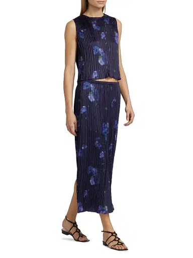 Vince Women's Poppy Blur Crushed Column Midi-Skirt - Midnight | Thumbnail 2 Vince Women's Poppy Blur Crushed Column Midi-Skirt - Midnight | Thumbnail 2