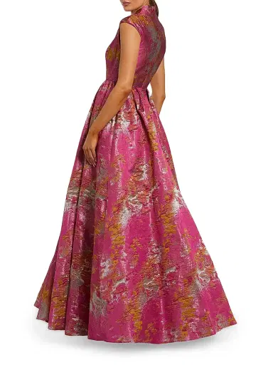 Mac Duggal Women's Brocade Sleeveless Fit &Flare Gown | Thumbnail 2 Mac Duggal Women's Brocade Sleeveless Fit &Flare Gown | Thumbnail 2